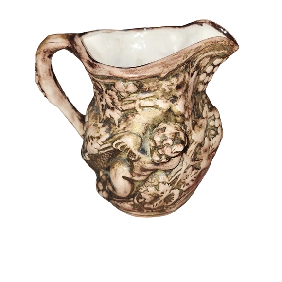 Newell Studios Ceramic Cherub Pitcher | Vintage Brown Glazed Pitcher - Picture 3 of 15
